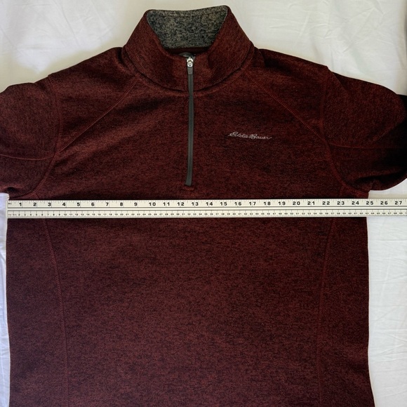Eddie Bauer Men’s XL Quarter-Zip Pullover Fleece Burgundy Maroon Heather - Picture 7 of 9